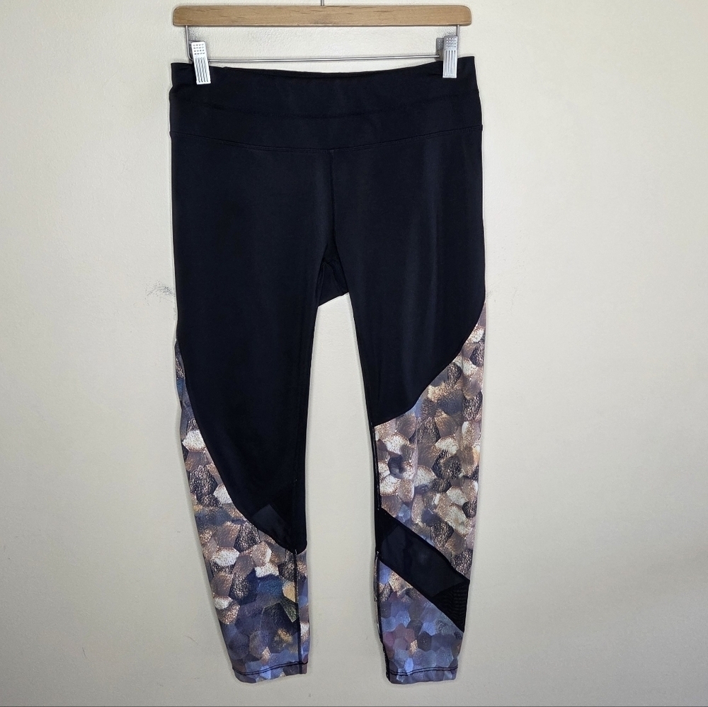 Athleta Sonar Black Leggings with Honeycomb Design & Mesh Insets Size Medium